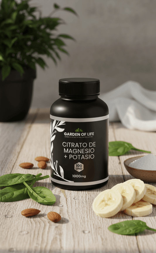 Magnesio + Potasio 1000mg - Para Sueño Profundo, Energía y Músculos Fuertes
